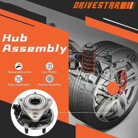 Front Wheel Hub And Bearing Assembly For 4WD Ford Explorer 1995 To 2001, Ford Ranger 2001 To 2009, Mazda B4000 2001 To 2009, Mazda B3010 2001 To 2002, Mercury Mountaineer 1997 To 2001 With ABS Sensor Wire, shown with ABS sensor wire and 4x4 hub