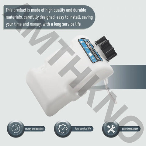 Fuel Tank Assembly For String Trimmer With Fuel Lines Filter And Cap Replaces 308682055 shown in white material with labels.