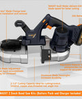 Cordless Metal Bandsaw With Brushless Motor, 20V Max, Two And A Half Inch Cutting Capacity, Six Speeds, Sparks Free Metal Cutting