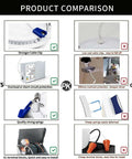 Product comparison chart between 12 Pack 4 Inch Ultra Thin LED Recessed Ceiling Lights With Junction Box Dimmable Canless Wafer Downlights 5000K Daylight 9W Equivalent To 80W 810 Lumens High Brightness ETL Energy Star Certified and other brands, highlighting features like stronger cable clip, overload protection, quality springs, and UL terminal blocks.