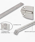 Heavy Duty Stainless Steel Continuous Hinge With Holes 3 Inch Open Width And 72 Inch Length Built Like A Tank For Gate Installations featuring durable pin design.