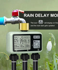 3 Zone Brass Inlet Watering Timer With Rain Delay, Auto And Manual Modes, 3 Outlet Sprinkler Timer For Outdoor Garden Hose Faucets