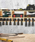 Heavy Duty Power Tool Organizer And Drill Charging Station With 12 Slots Wall Mount Storage for home workshop displayed on wall