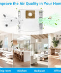 Air purification using 12 Pack 90667 Filter Bags For 1 to 1.5 Gallon Wet Dry Vacuums in various home settings like living room and kitchen.