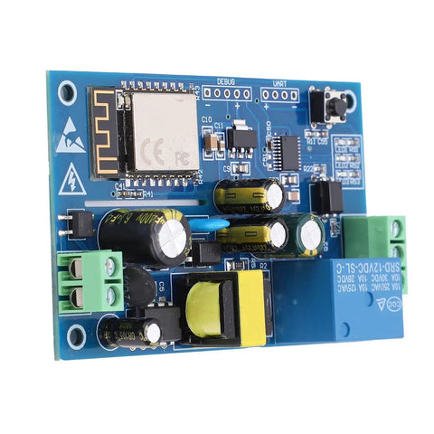 Smart Home Relay Switch Module For Remote Control Across AC 85 To 264 Volts 220V Ready, blue PCB with relay and terminals