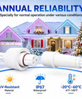 Close-up of Two Pack 13 Foot IP68 Waterproof 3 Pin Extension Cables For Smart Outdoor String Lights, designed for durability.