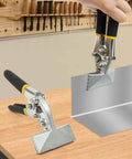 Pro Grade Sheet Metal Bending Tool Set Two Pack Heavy Duty Hand Seamers With Straight And Curved Jaws on wooden surface