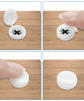 50 Pack White Plastic Hinged Screw Cover Caps For 4mm Hole Screws, 13mm Outer Diameter, snap on flip top covers on wood panel