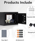 Rock Solid Security Safe Box With Digital Keypad And Backup Keys Steel Home Office Hotel Safe open with contents, keys, bolts, batteries shown
