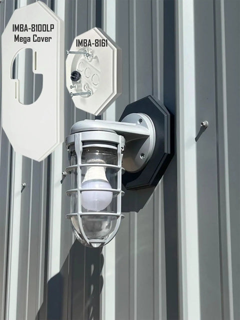Mega Siding Plate Cover White PVC 13.5 By 7.12 Inches For Octagonal Vinyl Siding Block With Built In Electrical Box Two Pack Easy Mount Exterior Upgrade For Coach Light Or Entryway on vinyl siding