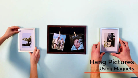 Hanging artwork using Magnetic Paint And Primer Water Based High Yield 32oz 4 Pack Grey Turn Any Surface Into A Magnet Wall