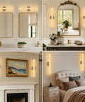 Natural Alabaster Brass Wall Sconce, Modern Bronze Marble Sconce in stylish living and bedroom settings.