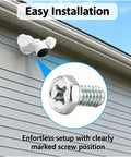 Rock Solid 10 Pack Stainless Steel Mounting Screws For Google Nest Cam Floodlight weatherproof fasteners on exterior wall with camera.