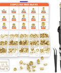 60W Soldering Iron Pro Grade Heat Set Insert Tip Kit With 350 Thread Inserts Includes 6 Heat Set Tips M2 M3 M4 M5 M6 M8