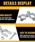 Details display of 1-5/8 Inch Chain Link Gate Hinge Kit with male and female hinges, galvanized steel fence hardware, showing bolts and nuts.