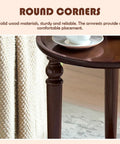 Close-up of Vintage Walnut Wood Accent Table With Dual Storage Tiers Space Saver Slim Corner End Table For Small Spaces