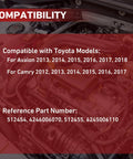 Compatibility details for Rear Wheel Bearing And Hub Assembly With Abs For Toyota Camry 2012 2017 And Toyota Avalon 2013 2018 Direct Fit Replacement.