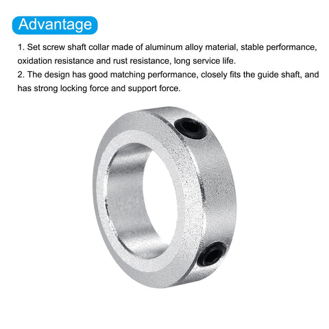 Heavy Duty Aluminum Shaft Collar Set Screw Clamping Collars 22mm Bore Seven Eighths Inch Silver Pack Of 4 with set screws