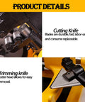 Beefed Up Electric Pipe Threader Machine With One Half To Two Inch NPT And BSPT Dies shows cutting and trimming knife details.