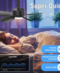 20 Inch Ceiling Fan Light With Remote, 30W 2000 Lumens Led Socket Bulb Fan, 3 Daylight To Amber Tones, 6 Big Breeze Speeds, Zero Sweat Tool Free E26 Screw In Setup For Chill Bedrooms Or Tight Kitchens in a cozy bedroom with a child sleeping.