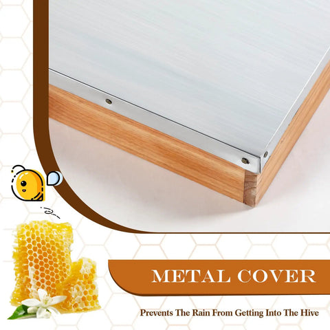 Close-up of Two Pack Telescoping Bee Hive Cover for 10 Frame Hives, Metal Lid with Wooden Core, durable beekeeping part