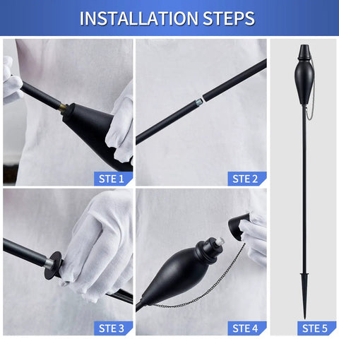 Installation steps for Six Pack 59 Inch Outdoor Tiki Torches for Patio and Garden with Citronella, Metal Torch.