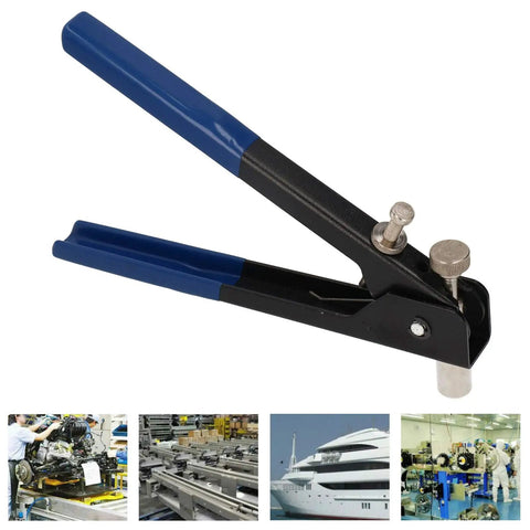 Threaded Nut Rivet Gun For Sheet Metal Aluminum Alloy Flat Head Rivet Nut Set With M3 M4 M5 M6 M8 Sizes shown with blue handles