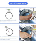 Pipe center finder tool with 4in Y-type base and adjustable dial bubble protractor; white and gray body with yellow bubble.