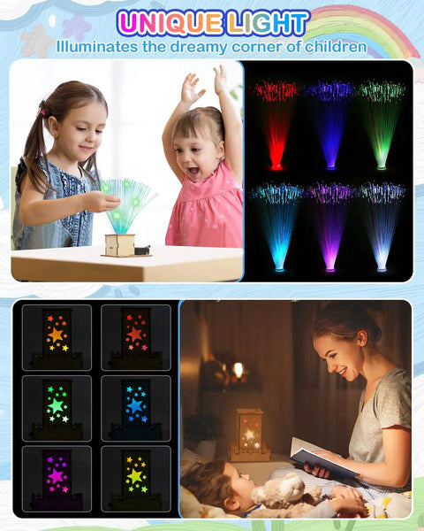 4 In 1 STEM Kit For Kids Featuring 3D Wooden Puzzles A Mini Ferris Wheel Build A Fiber Optic Lamp And Star Night Light A Real Life Science
