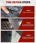 Image showing step-by-step instructions for using the Self Service Tire Repair Kit With 60 Piece Rubber Nail Plugs And Screw Type Plugs Plus Screwdriver For Car Truck Motorcycle Tractor Puncture Repair On The Go.