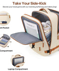 UKEIN 3-piece beige polycarbonate luggage set with carry-on, spinner wheels, front pocket and laptop compartment