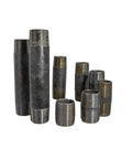 Pre Cut 1-1/4 Inch Black Coated Pipe Nipples Set Includes One Of Each Length From 2 To 6 Inches In 1/2 Inch Increments Ten Piece Assortment