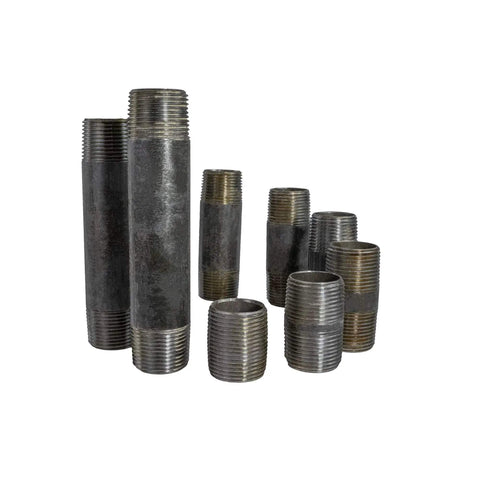 Pre Cut 1-1/4 Inch Black Coated Pipe Nipples Set Includes One Of Each Length From 2 To 6 Inches In 1/2 Inch Increments Ten Piece Assortment