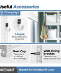White 28 Inch Wide 5 Tier Metal Garage Shelving Unit With Boltless Tool Free Assembly In Minutes Fully Adjustable Shelves To Fit Totes Heavy Duty Storage Rack For Home Workshop, with J-hook accessory and wall bracket