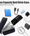 Straight Up Badass Desktop External Hard Drive Case Knockout Shell Cover For Seagate Expansion And Wd Elements My Book EasyStore Heavy Duty Anti Scratch Armor with various tech accessories.
