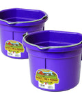 Purple 2 Gallon Heavy Duty Workhorse Plastic Buckets 2 Pack For Farm Home Laundry And Water With Flat Back Design Stacking Ribs