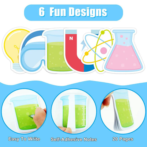 30 Pack Science Sticky Notes Set With 600 Sheets And 6 Unique Lab Notepads Designs Featuring Magnets Light Bulbs And Chromosomes