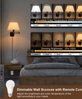 Plug In Wall Sconce With Remote Dimmer And Adjustable Color Temperature 2700K To 6500K, Swing Arm, 11.8 Inch Beige Fabric Shade