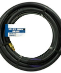 50 Foot 3/8 Inch Rubber Air Hose With 1/4 Inch Male NPT Solid Brass Ends Air Compressor Line 250 Psi coiled with label.