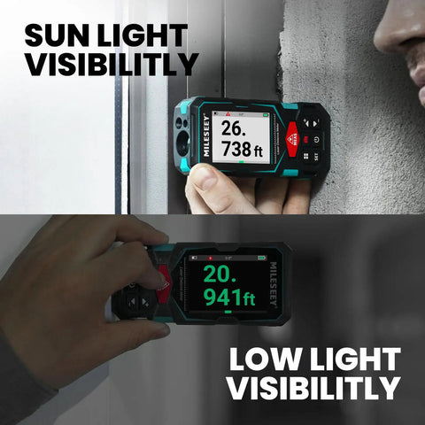Outdoor Laser Measure 330 Feet With Cam Viewfinder And Adjustable Aluminum Tripod Portable Handle And Protective Case For Easy Outdoor Measuring Long Distance Accuracy To One Sixteenth Inch PowerBurst PowerChirp Tech, sunlight visibility