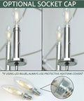 Close-up of chrome socket and LED bulbs for 24-Inch Modern Orb Chandelier With Five Lights In Chrome Finish, Intertwining Ring Design.