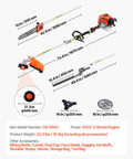 Gas Hedge Trimmer Combo With 63cc 2 Cycle Engine Five In One Multi Tool featuring pole saw, hedge trimmer, and accessories.