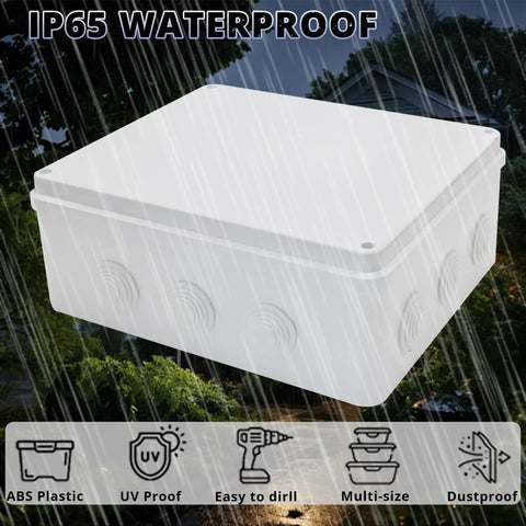 Tough As Nails Outdoor Electrical Junction Box IP65 Fully Watertight And Dustproof Abs Surface Mount Enclosure with rain protection.