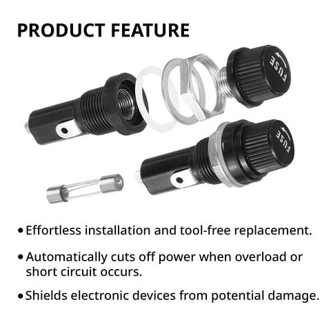 4 Pcs 6x30mm Fuse Holders For Panel And Chassis Mount Glass Fuse Sockets With Fast Blow 15A Fuse Kit components