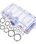 315-Piece External Retaining Rings Kit With Steel Snap Rings For Gears And Pulleys, Dope Compact Clips For Generators And Ships, Sizes 4 Mm To 28 Mm Range. Assorted steel circlips in storage case