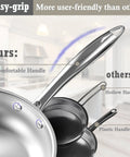 Six Piece Stainless Steel Pots And Pans Set With Nonstick Coating showing comfortable handle design