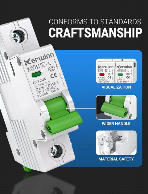 DC Miniature Circuit Breaker 12-110V DC 1 Pole 6A DIN Rail Mount with Non Polar Arc Extinguishing Safety Feature LKB18Z-L-1P