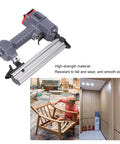Professional Brad Nailer With Low Air Consumption And Snag Free Performance Offers Fast Power With Ergonomic Comfort Grip Handle shown from the side.
