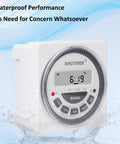 Digital 7 Day Programmable Timer Switch For 220V AC With LED Indicator And 18 On Off Per Day, panel view, waterproof design