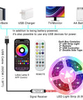 Battery Powered LED Strip Lights 13ft USB And Battery Operated RGB Color Changing LEDs with remote and power options shown